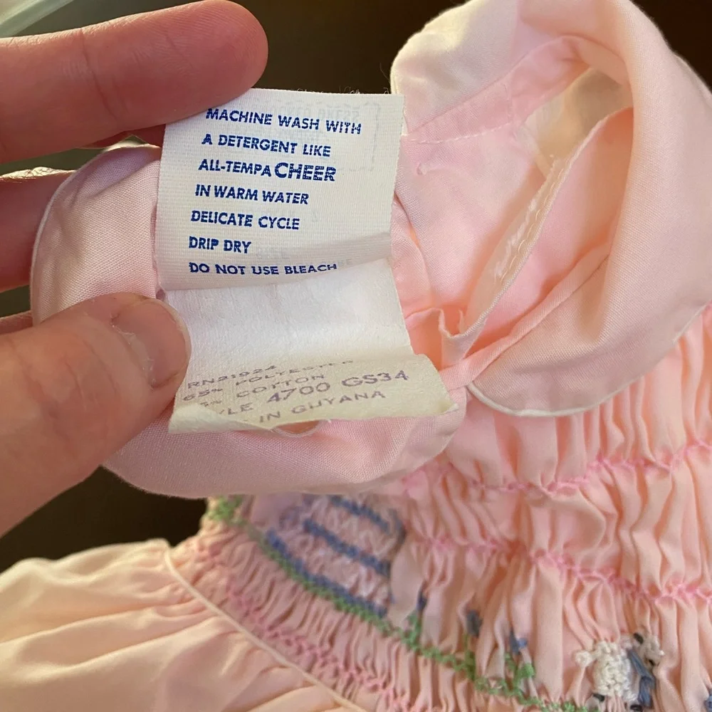 Polly Flinder Hand Smocked vintage pink dress prairie sheep - Picture 8 of 10